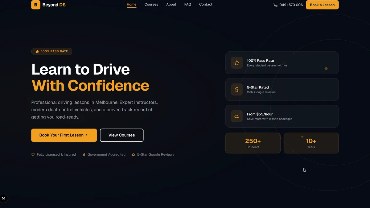 Driving School Website screenshot 1