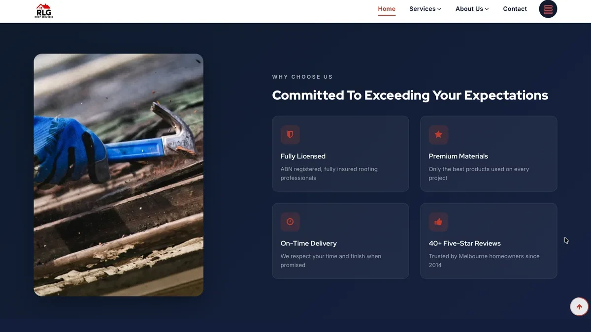 Roofing Services Website screenshot 2